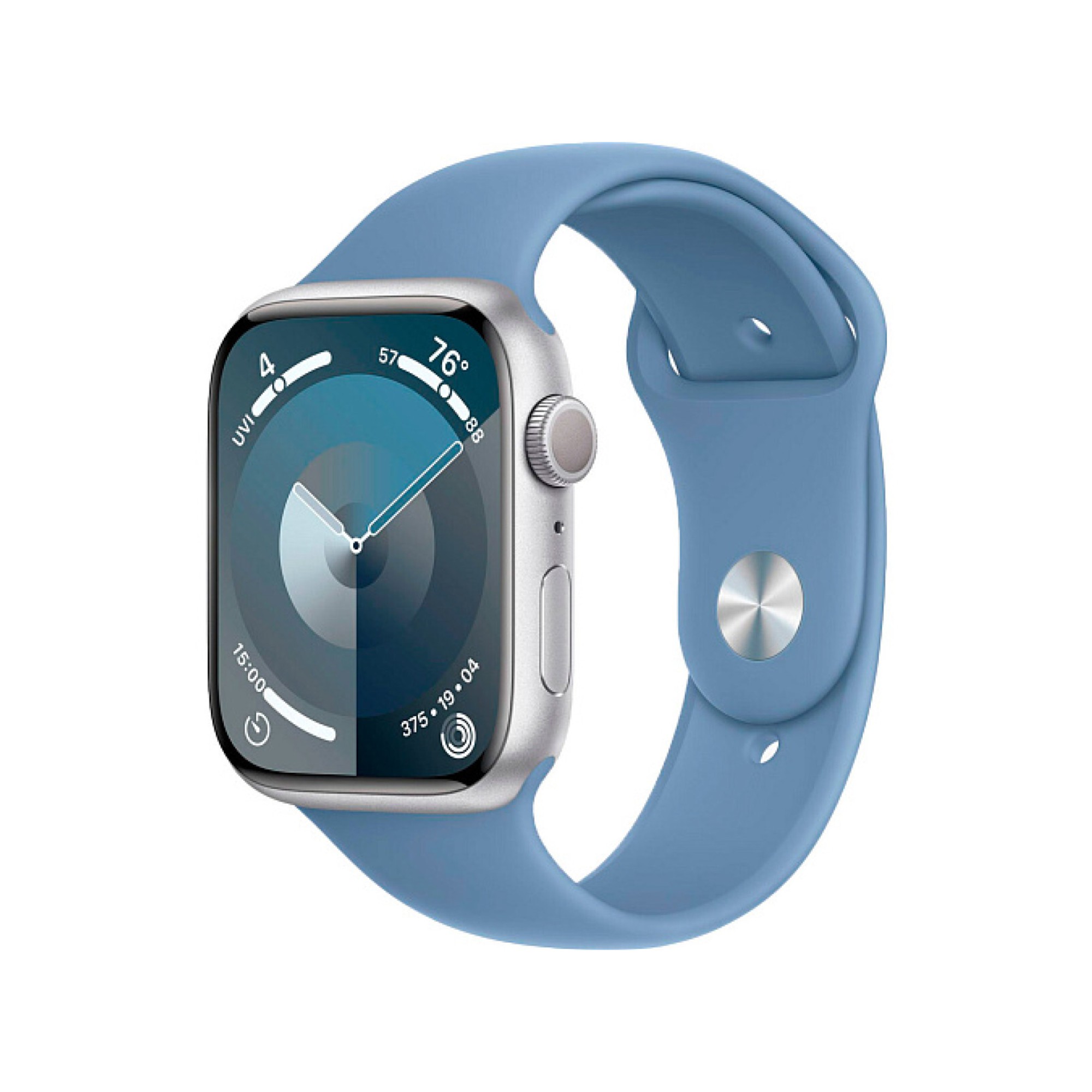Apple Watch Series 9 GPS 45mm Silver Aluminium Case w. Storm Blue S. Band - M/L (MR9E3) б/у